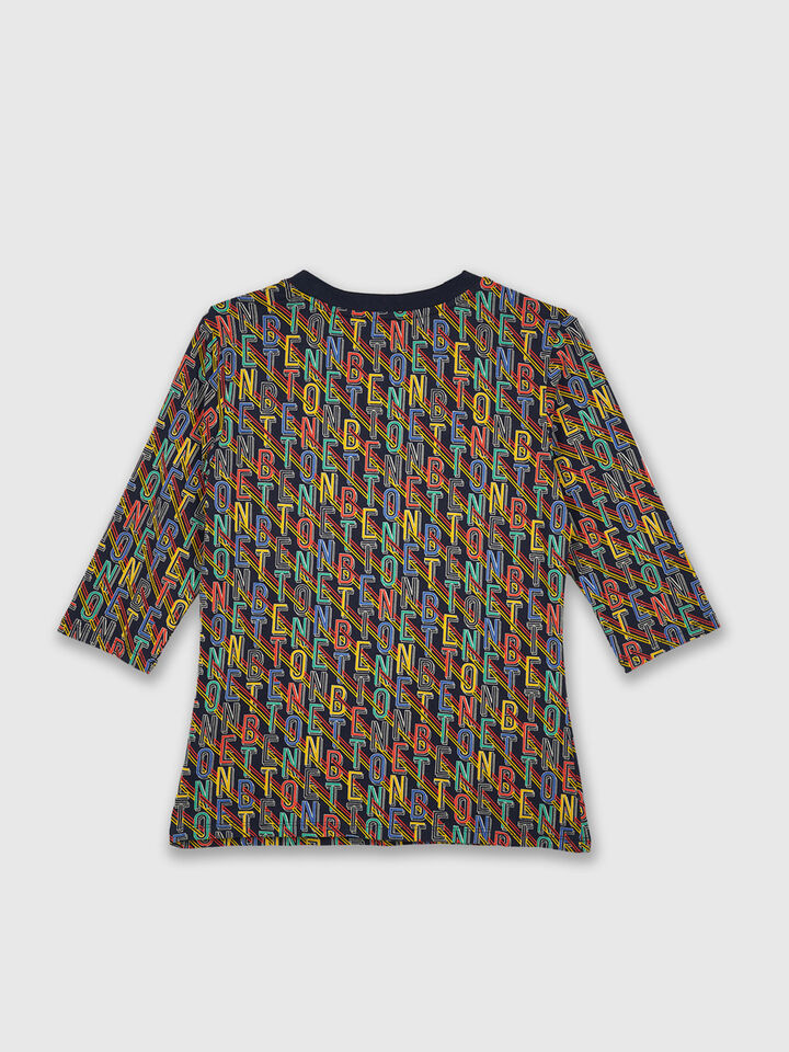 Short Sleeve Tee With Aop And Btn On Shoulder image number 8